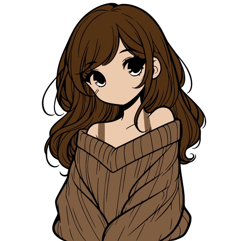 shy pretty girl wearing a sweater that is falling off one shoulder portrait