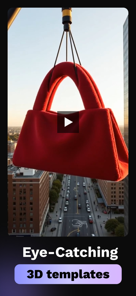CGI Video Ads Maker - VFX Ads - 街中に巨大な赤いハンドバッグの3D CGI動画広告