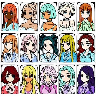 girls that look diffrent anime