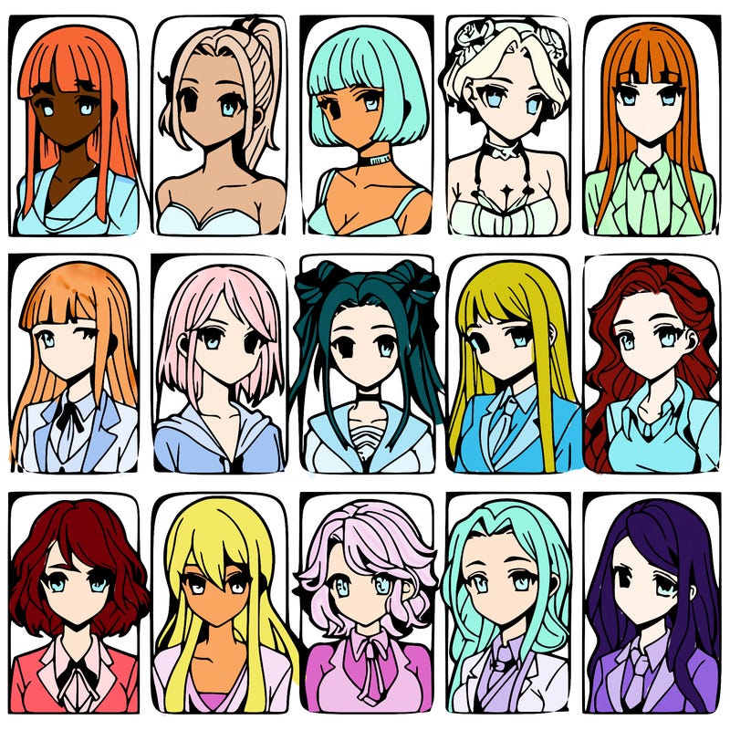 girls that look diffrent anime