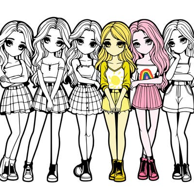 a group of girls realistic