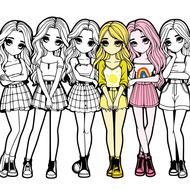a group of girls realistic