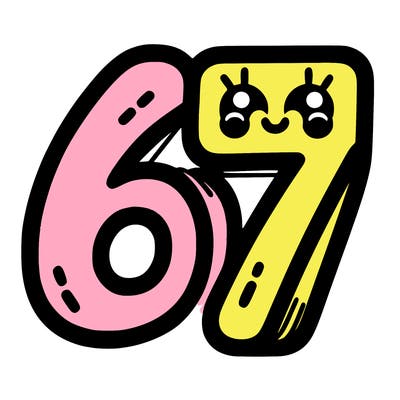 the numbers 67