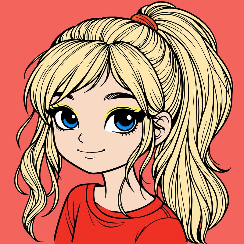 realistic girl with ponytail