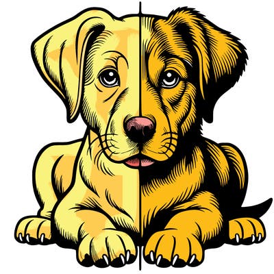 realistic dog split picture