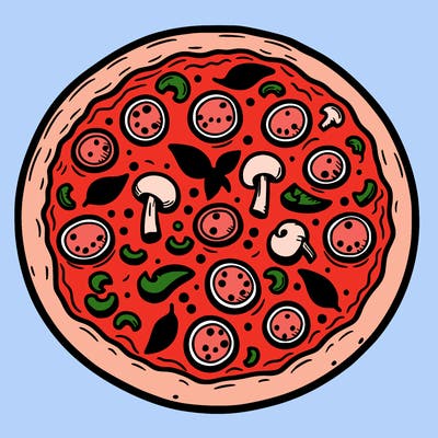 pizza, simple, easy to color