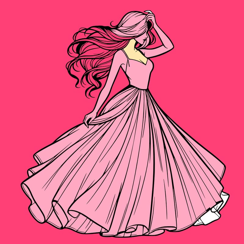 realistic woman with dress flowing in the wind