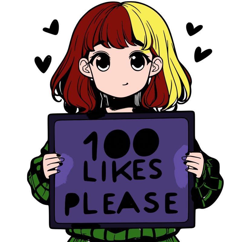 a girl holding a sign saying 100 likes please