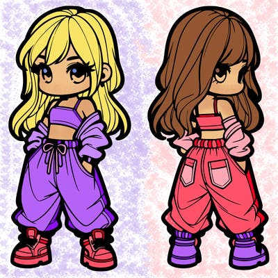 girl in crop top and baggy pants