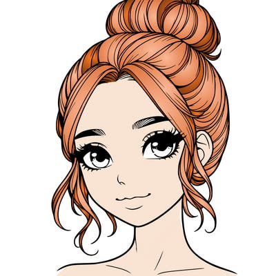 realistic pretty girl with hair in bun