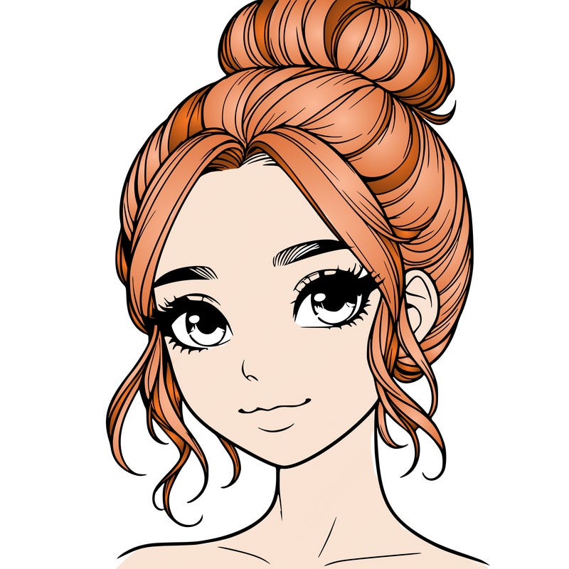 realistic pretty girl with hair in bun