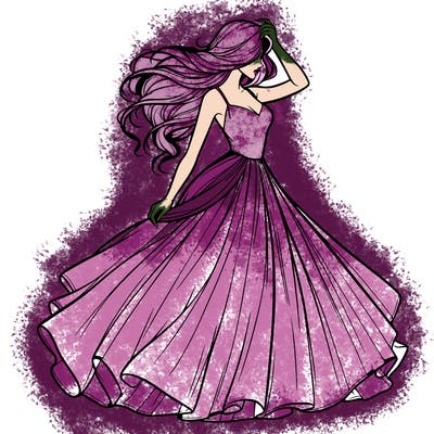 realistic woman with dress flowing in the wind