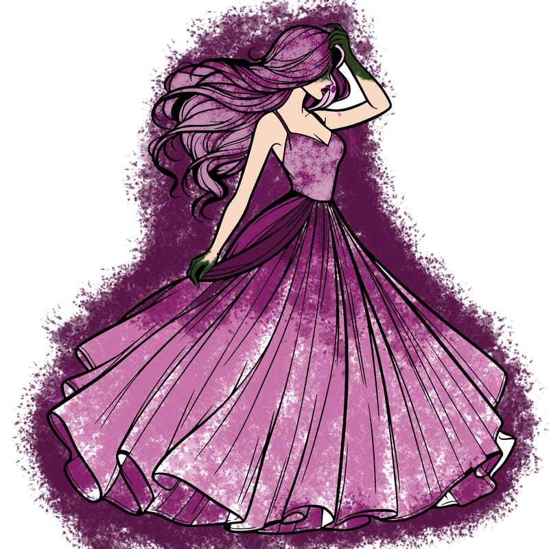 realistic woman with dress flowing in the wind