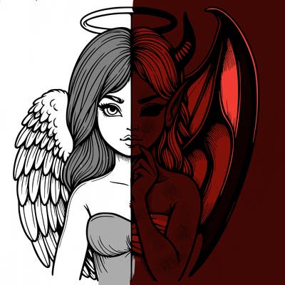 realistic angel half demon