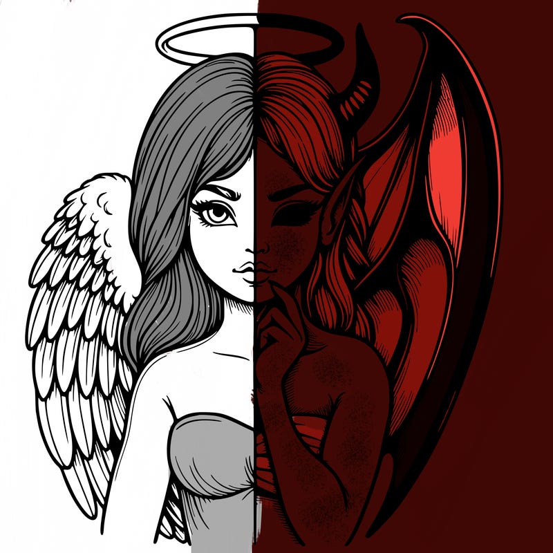 realistic angel half demon