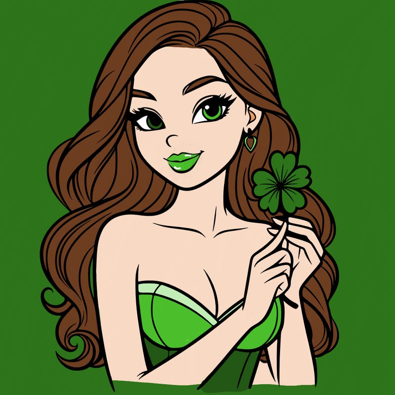 beautiful woman  carrying a clover