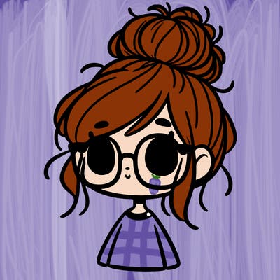 cute girl messy bun and glasses