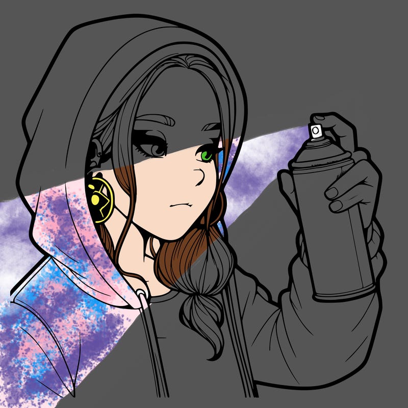 a realistic girl, spray painting