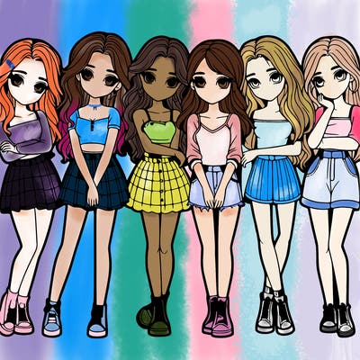 a group of girls realistic