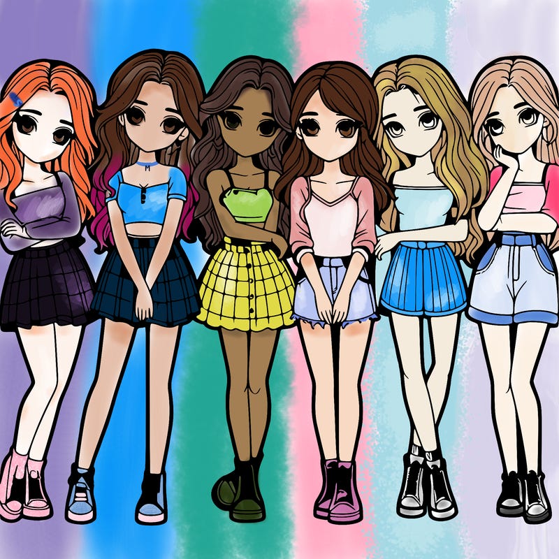 a group of girls realistic