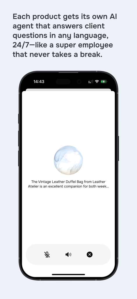 Folio AI - Folio AI app screen showing an automated AI product agent for 24/7 customer support