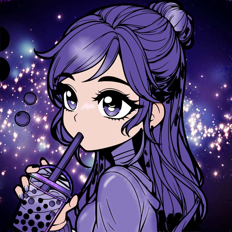 a realistic girl drinking boba