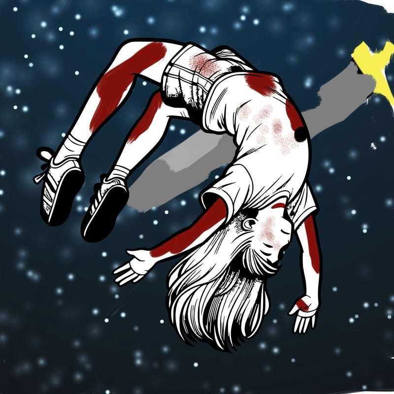 realistic girl doing a backflip