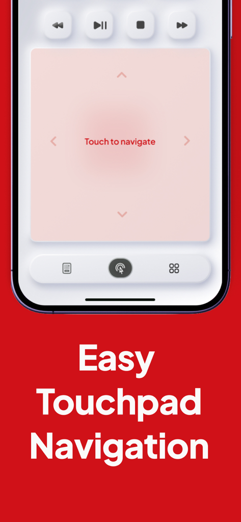 AirMote: Universal TV Remote - Captura de pantalla de la aplicación AirMote que muestra una fácil navegación con panel táctil para el control de Smart TV
