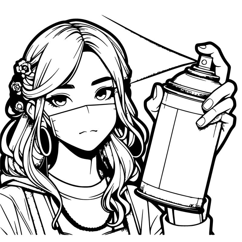 realistic girl spraypainting