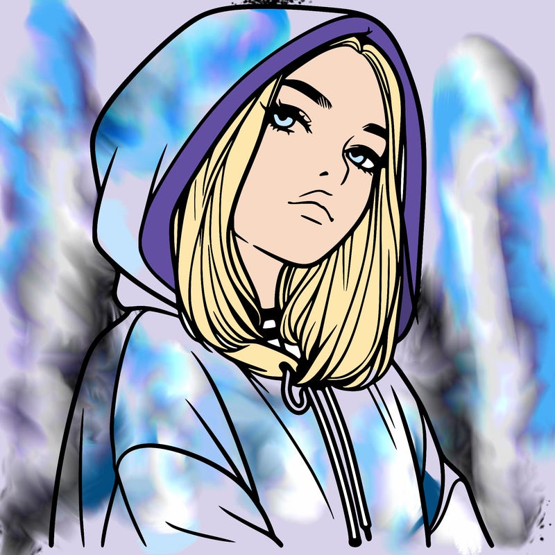 a realistic girl in a hoodie