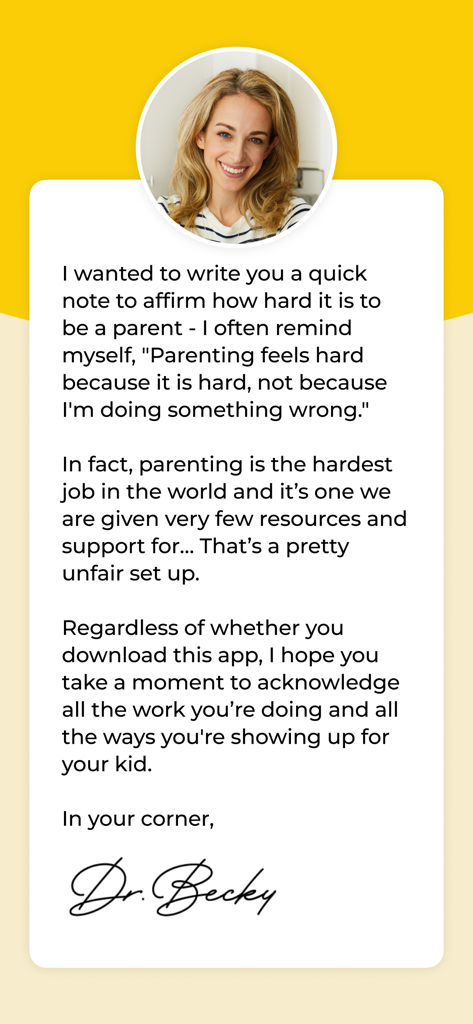 Good Inside: Parenting - Encouraging note from Dr. Becky for parents in the Good Inside app
