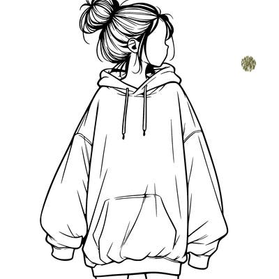 realistic girl with a oversized sweatshirt on and a bun