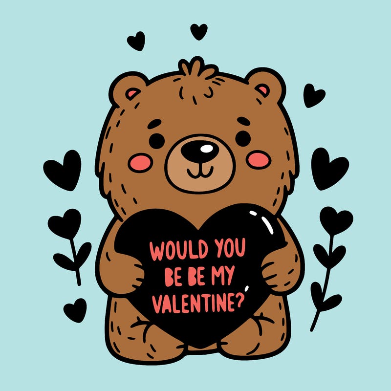 bear with heart would you be my valentine?