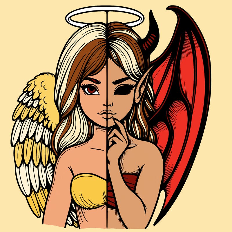 realistic angel half demon