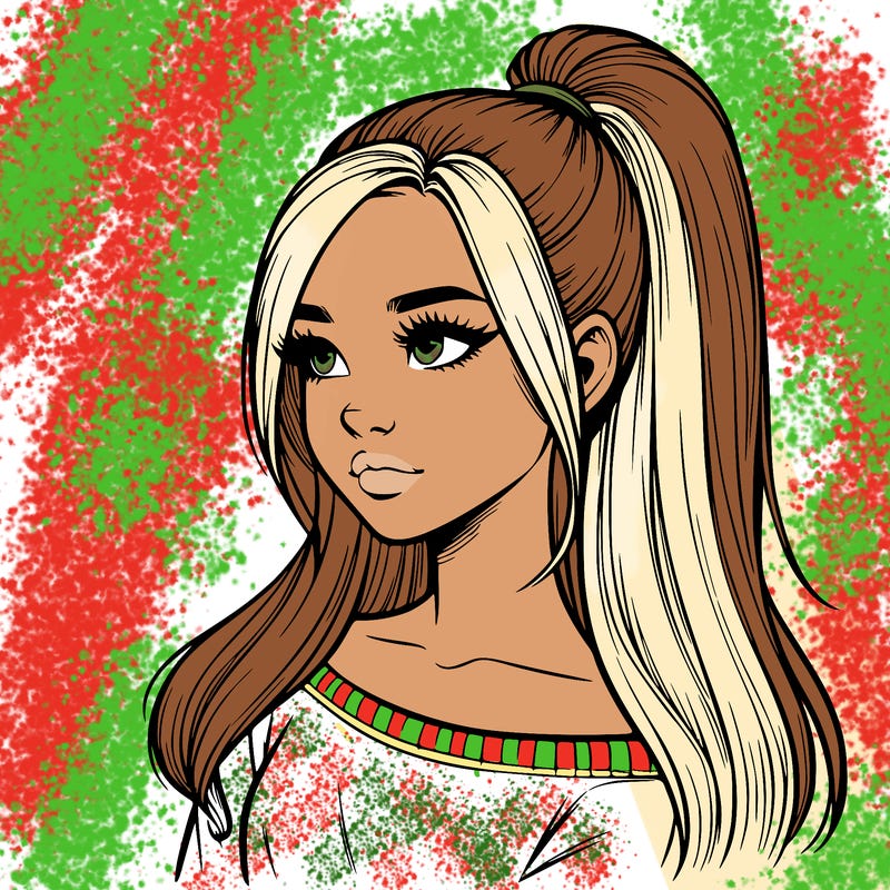 realistic girl with a high ponytail