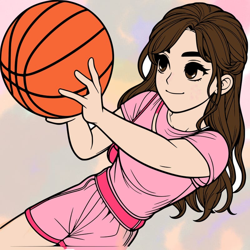 realistic girl playing basketball