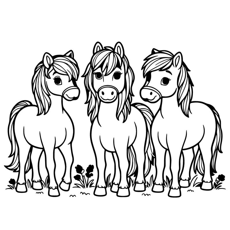 3 horses standing next to each other
