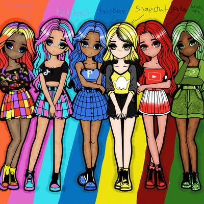 a group of girls realistic