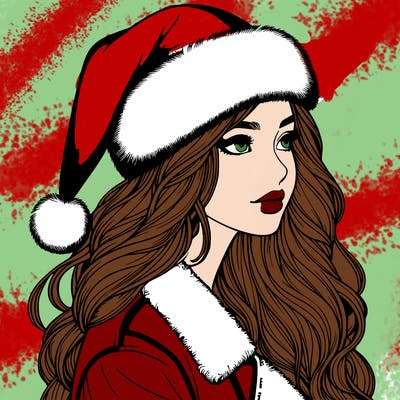 realistic girl in santa hat