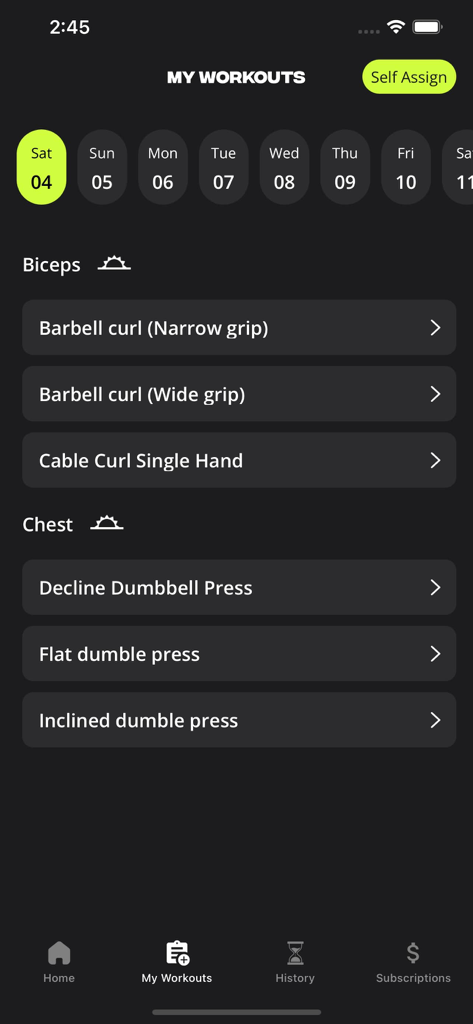 stamm.fit: For Gyms & Clients - Pantalla del plan de entrenamiento diario en la aplicación stamm fit que muestra la lista de ejercicios