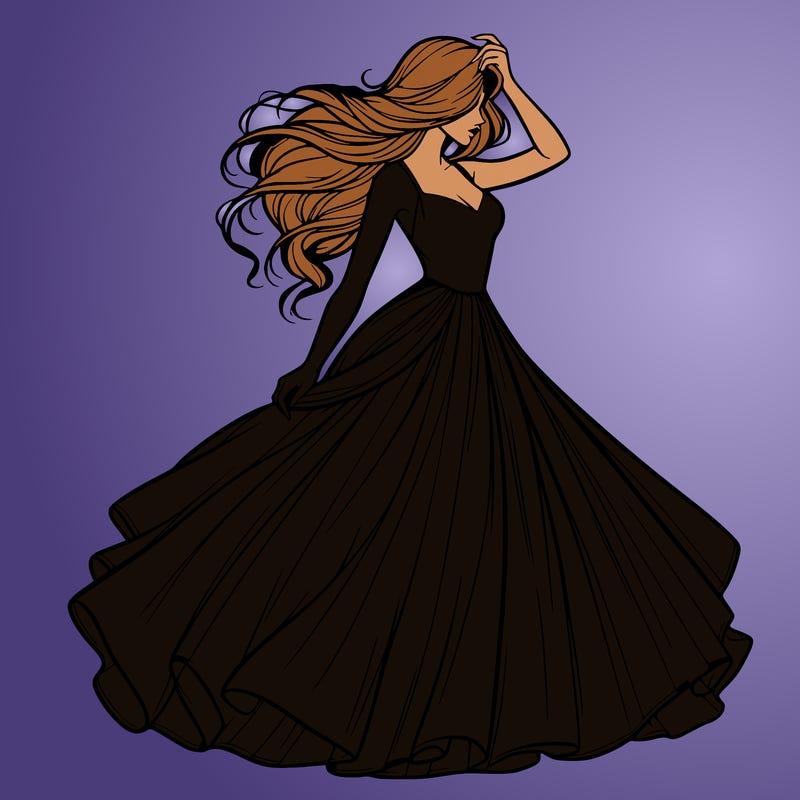 realistic woman with dress flowing in the wind