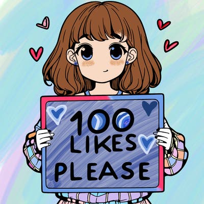 a girl holding a sign saying 100 likes please