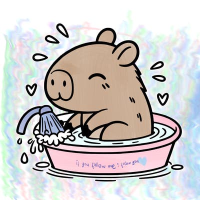 capybara taking a bath
