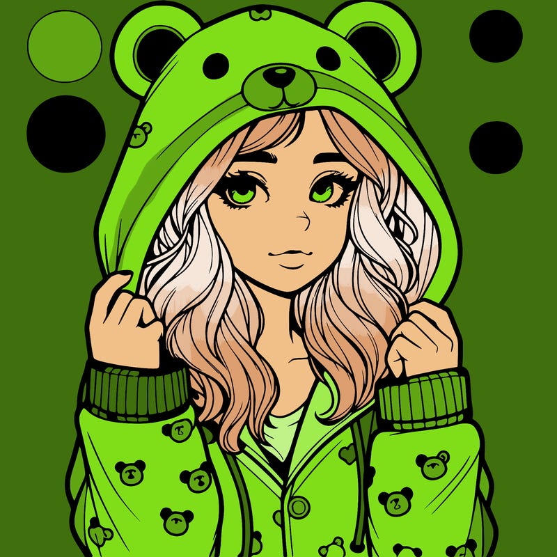 realistic girl in a animal pjs hoodie