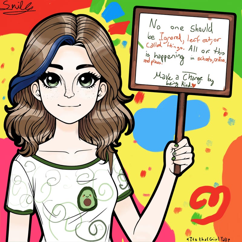 realistic girl holding a sign