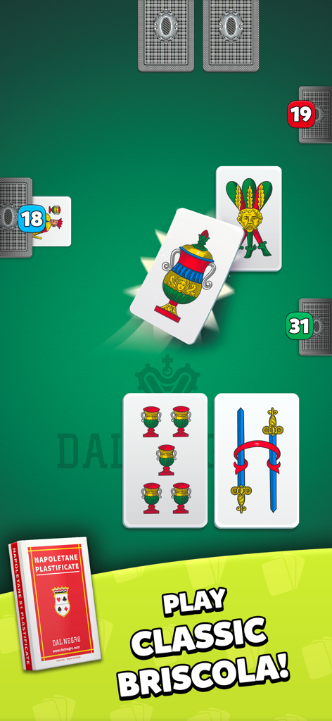 Briscola Dal Negro - Gameplay of the classic Italian Briscola card game featuring traditional Napoletane cards