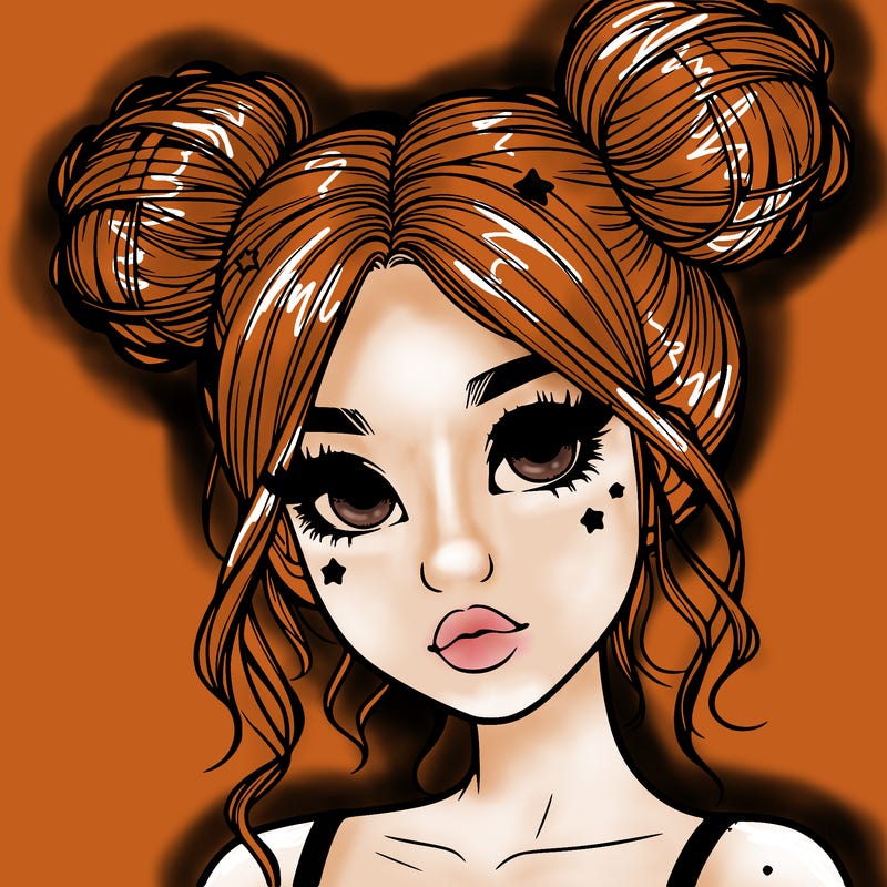 realistic girl with space buns
