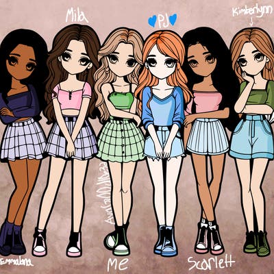 a group of girls realistic