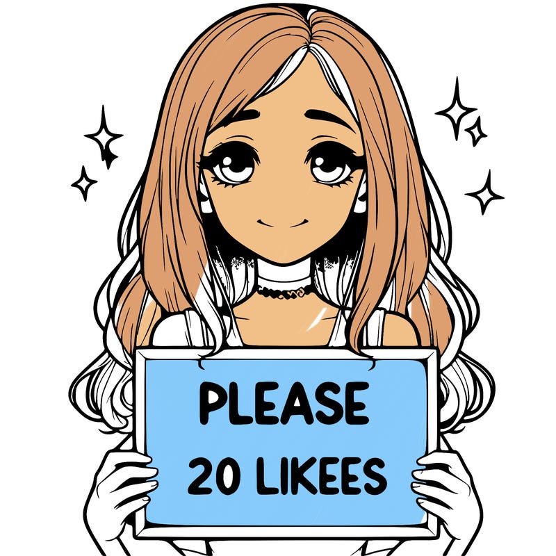 realistic girl holding a sign that says please 20 likes