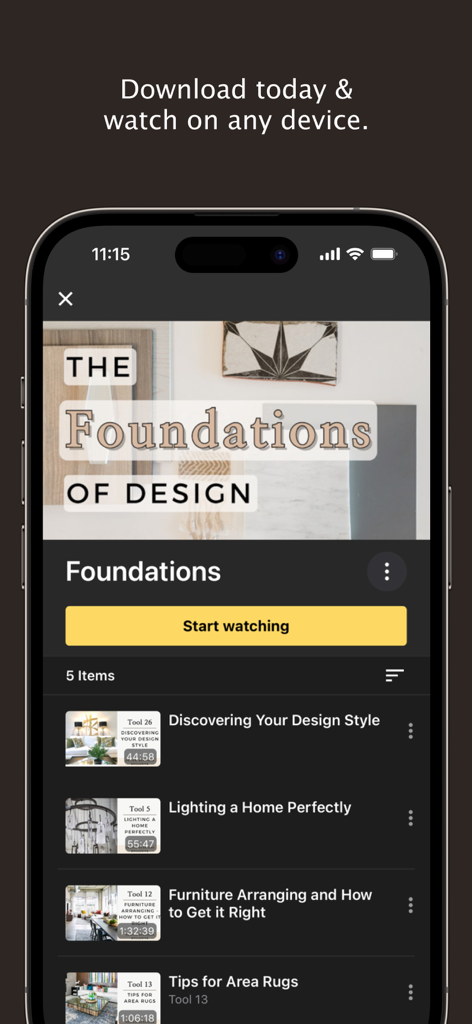 Interior design course lessons for lighting, furniture arranging, and design style.